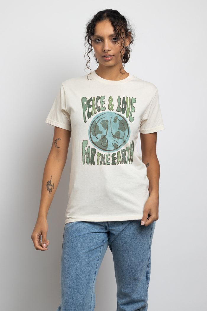 daisy street Daisy Street Relaxed T-Shirt with Peace and Love Print