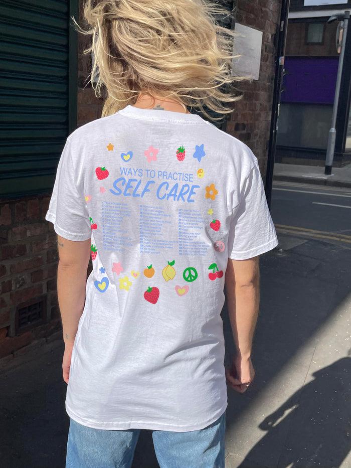 daisy street Daisy Street Relaxed T-Shirt with Self Care Graphic with front and back print