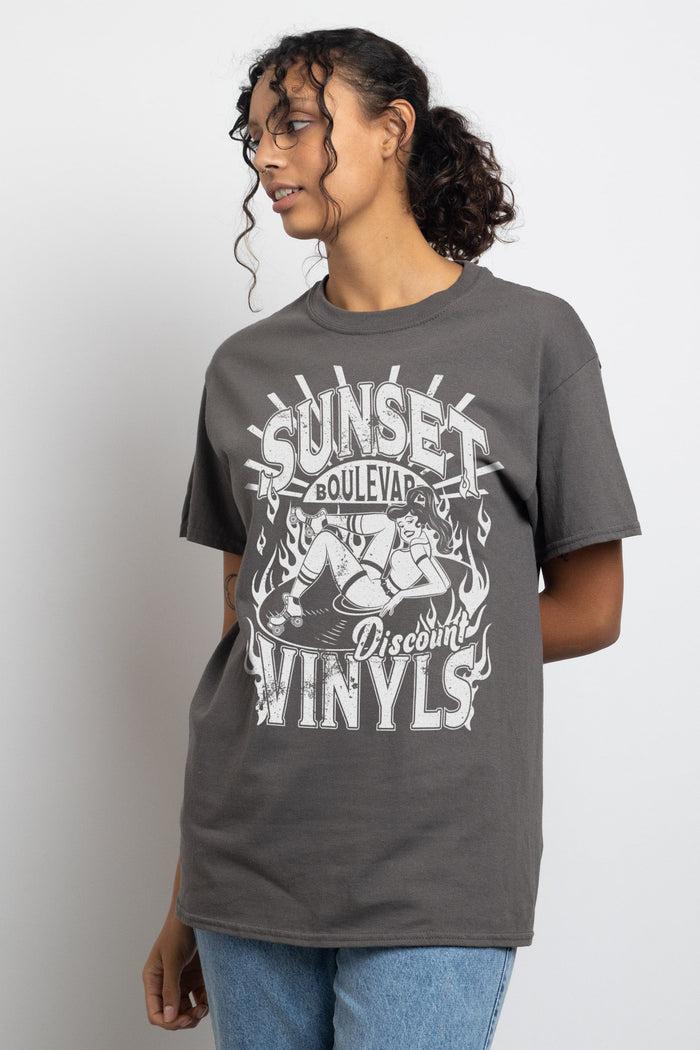 daisy street Daisy Street Relaxed T-Shirt with Sunset Vinyls Print