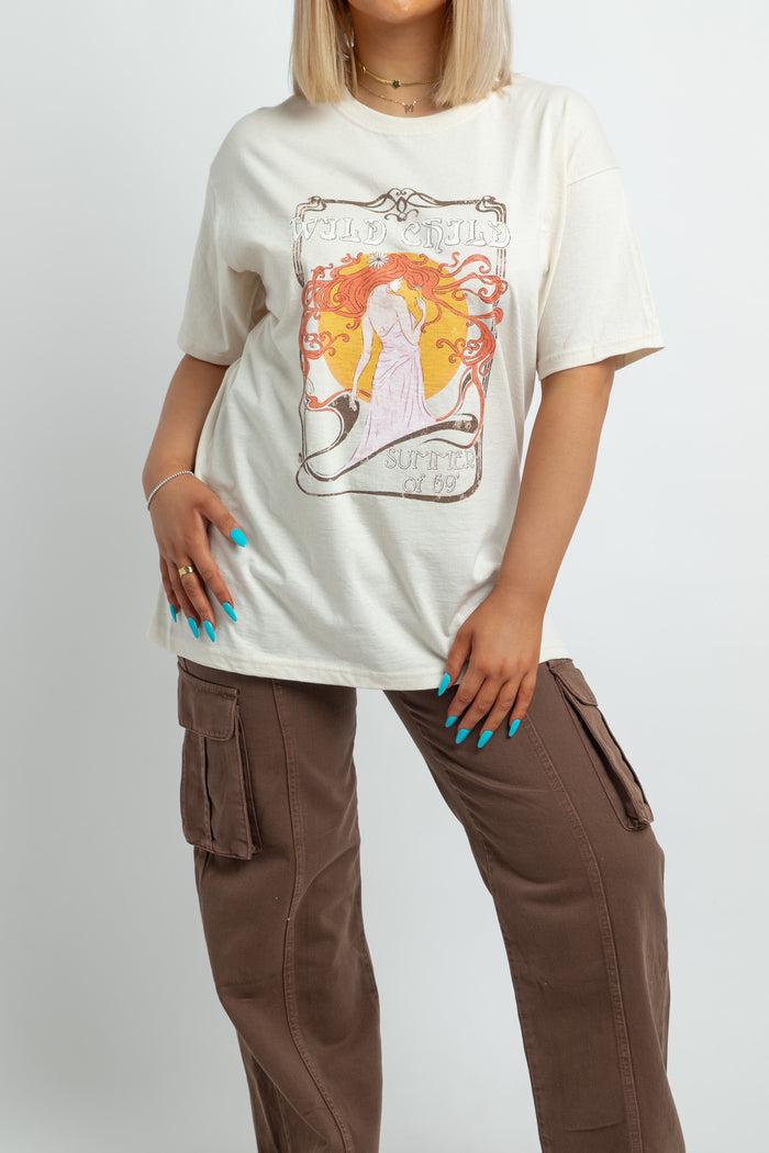 Daisy Street Daisy Street Relaxed T-Shirt With Wild Child Print