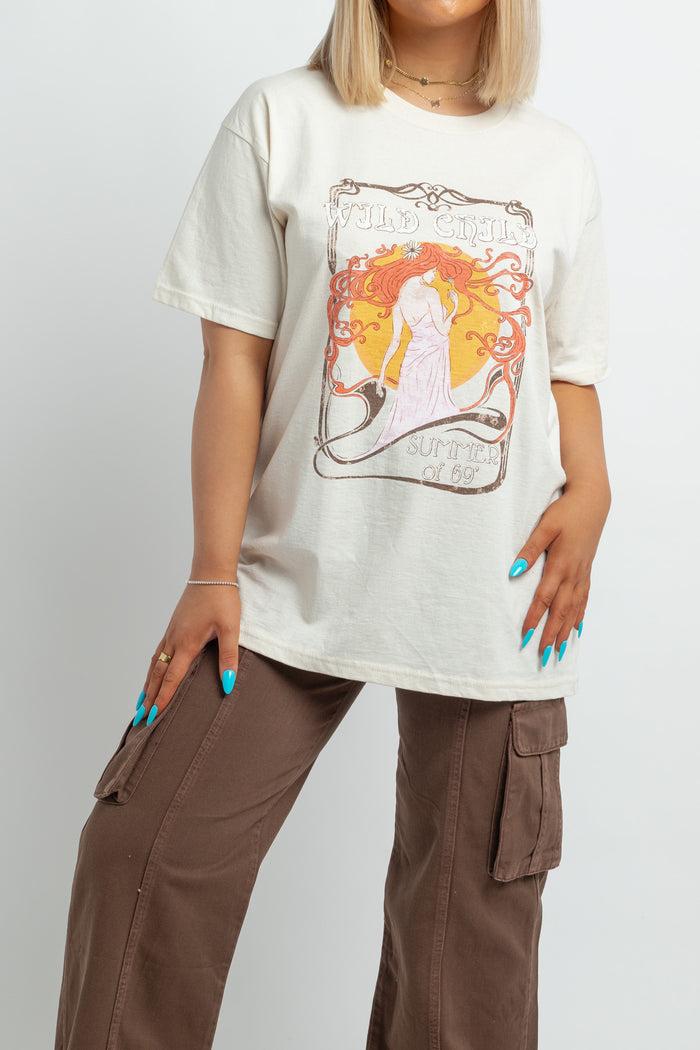 daisy street Daisy Street Relaxed T-Shirt with Wild Child Print