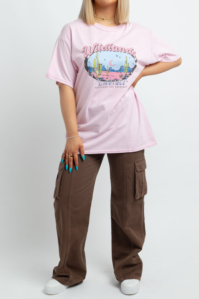 daisy street Daisy Street Relaxed T-Shirt with Wildlands Print