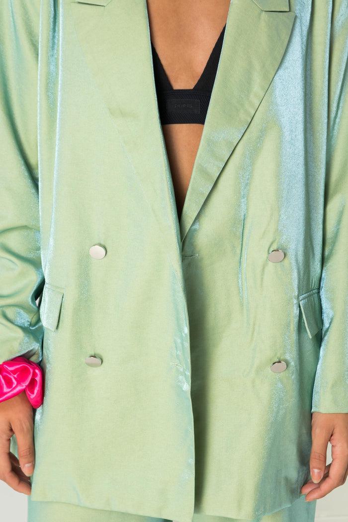 Daisy Street Daisy Street Relaxed Tailored Blazer In Iridescent Green Co-ord