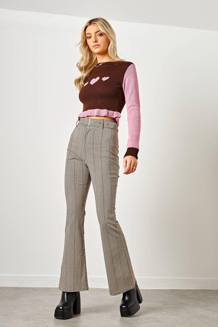 Daisy Street Daisy Street Rib Frill Jumper With Heart Graphic