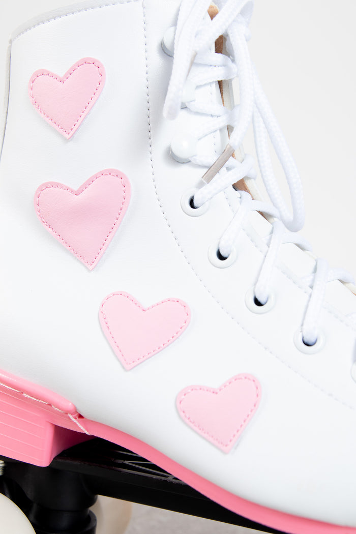 Daisy Street Daisy Street Roller Skates In White With Pink Hearts