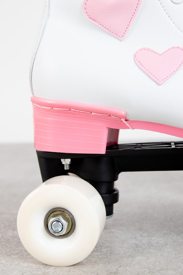 Daisy Street Daisy Street Roller Skates In White With Pink Hearts