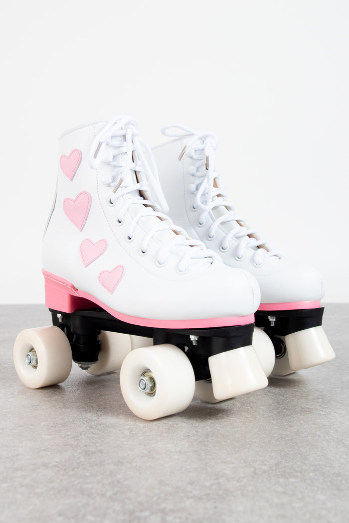 daisy street Daisy Street Roller Skates in White with Pink Hearts