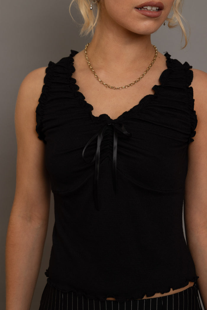 Daisy Street Daisy Street Ruched Edge Vest Top With Bow Detail