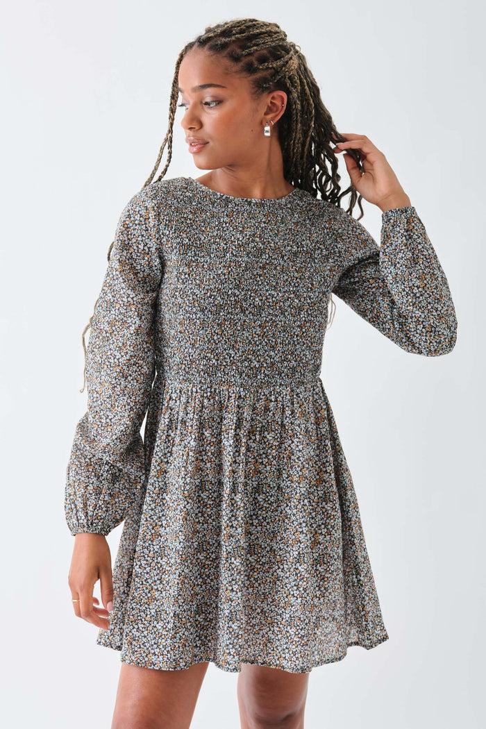 daisy street Daisy Street Shirred Alexis Mini Smock Dress