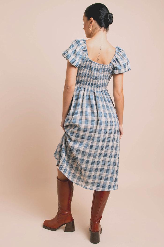 Daisy Street Daisy Street Shirred Bodice Midi Dress In Check