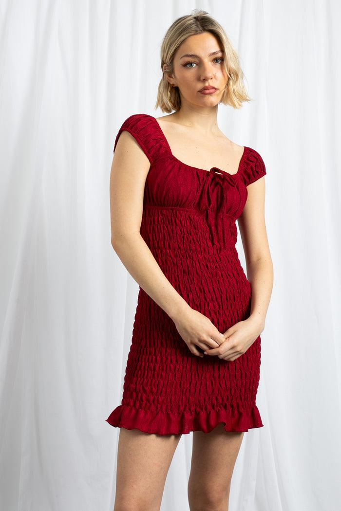 daisy street Daisy Street Shirred Milkmaid Style Dress With Frill Hem