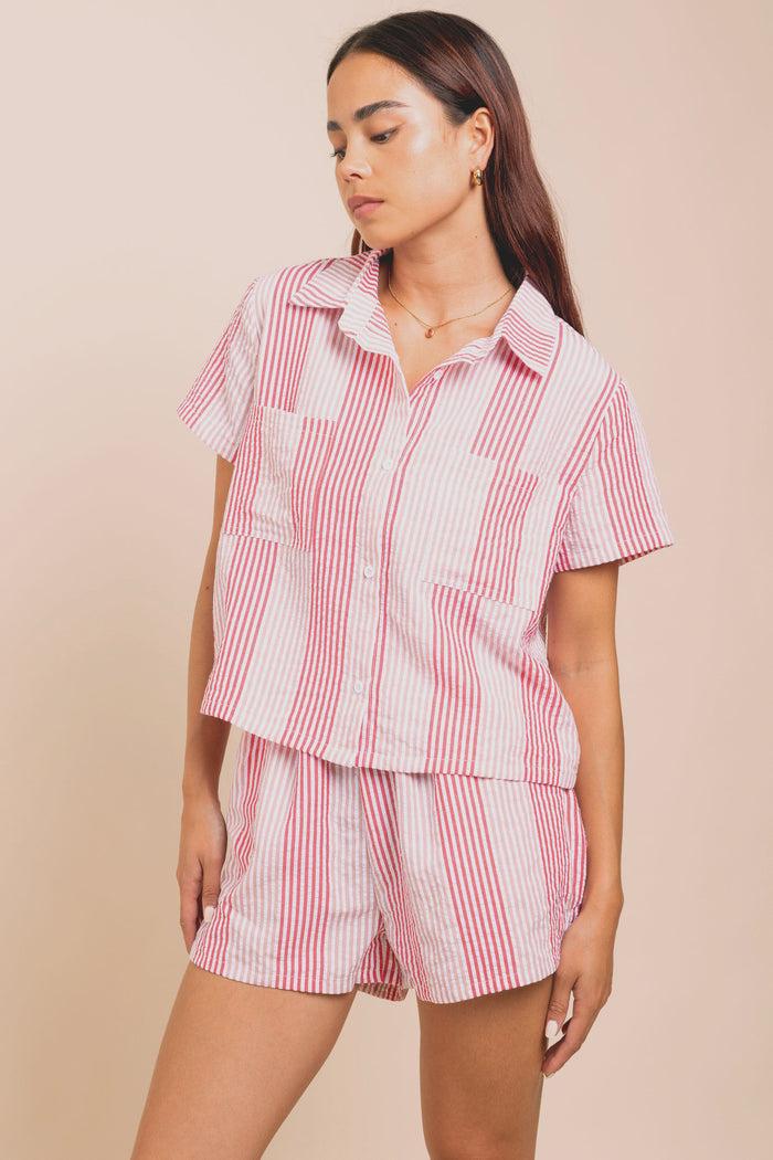 Daisy Street Daisy Street Shorts In Seersucker Stripe Co-ord