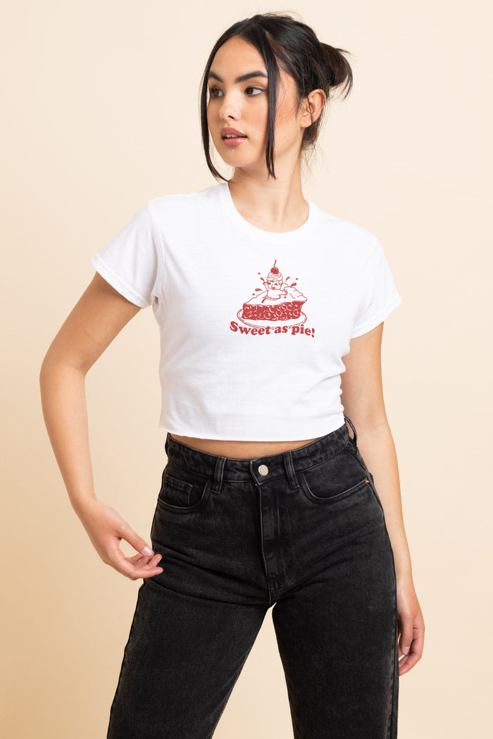 Daisy Street Daisy Street Slim Crop T-Shirt With Sweet As Pie Print