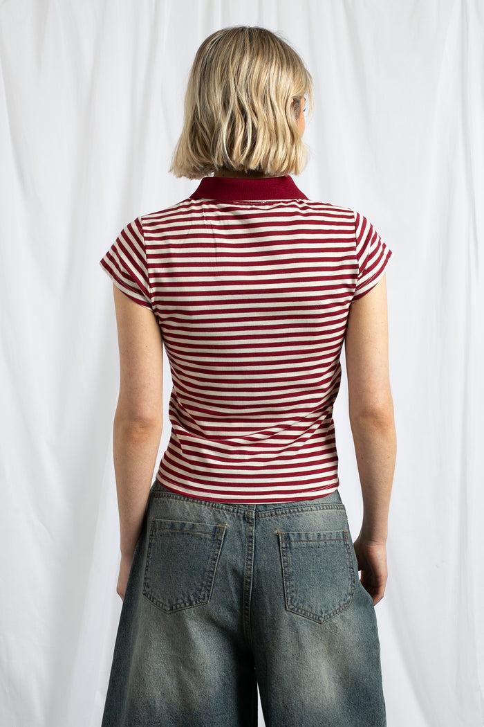 Daisy Street Daisy Street Slim Fit Stripe Polo Shirt With Short Sleeves