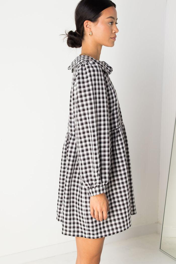 Daisy Street Daisy Street Smock Style Dress In Black And White Gingham