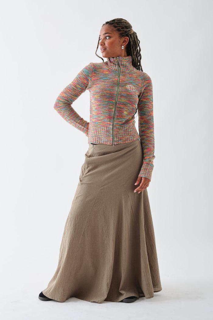 Daisy Street Daisy Street Space Die Zip Knitted Top With Embroidery