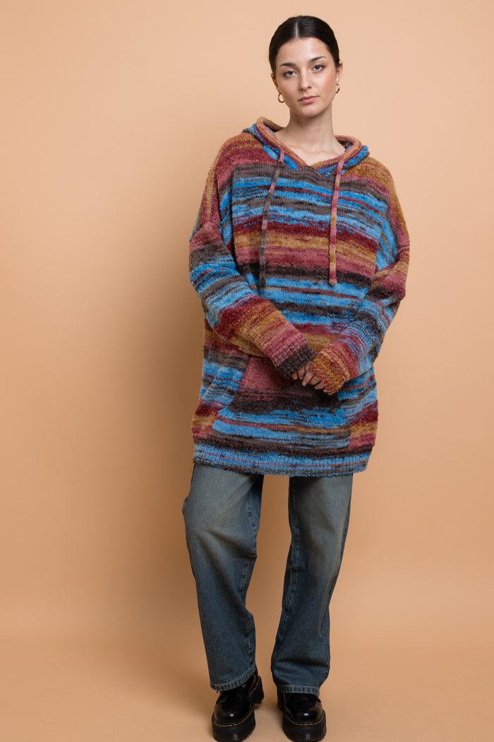 Daisy Street Daisy Street Space Dye Hooded Sweater With Kangaroo Pocket