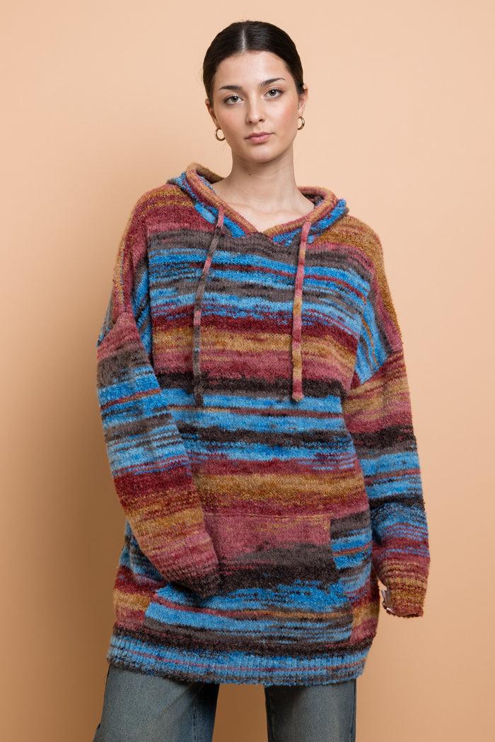 daisy street Daisy Street Space Dye Hooded Sweater With Kangaroo Pocket