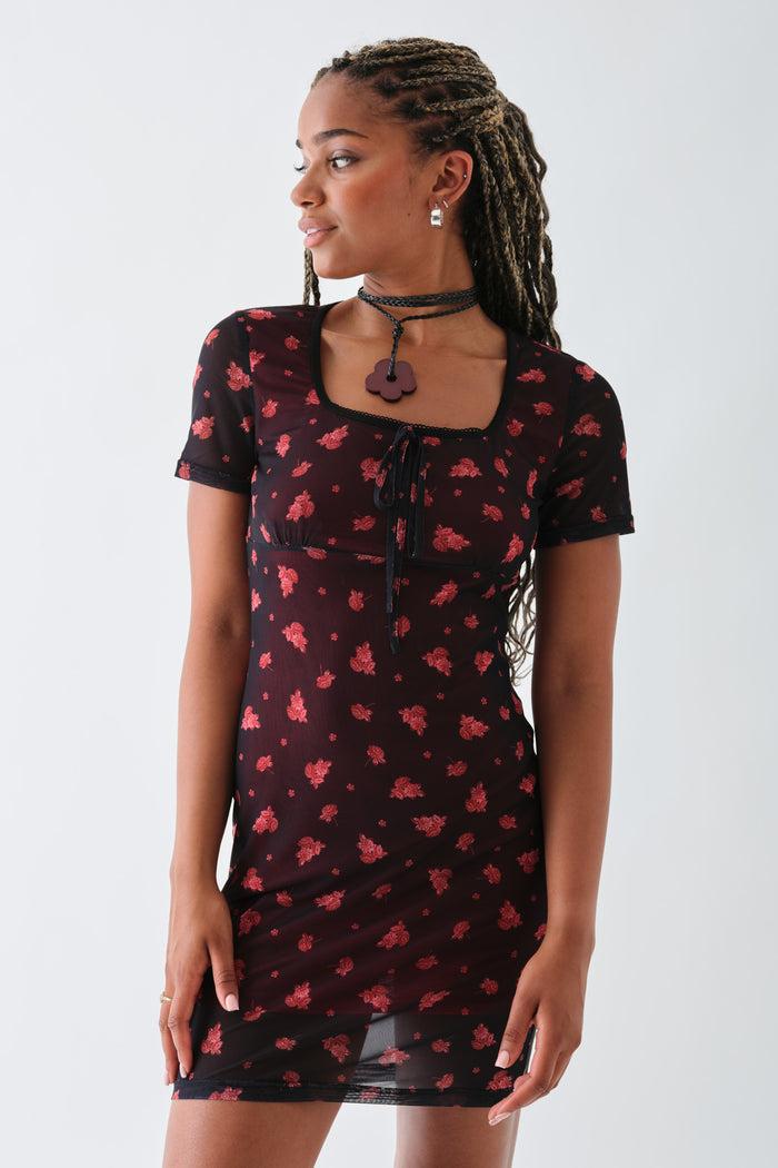 Daisy Street Daisy Street Square Neck Mesh Mini Dress