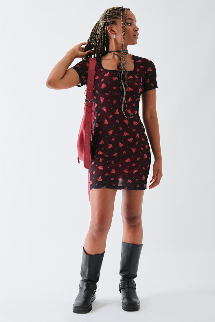 daisy street Daisy Street Square Neck Mesh Mini Dress