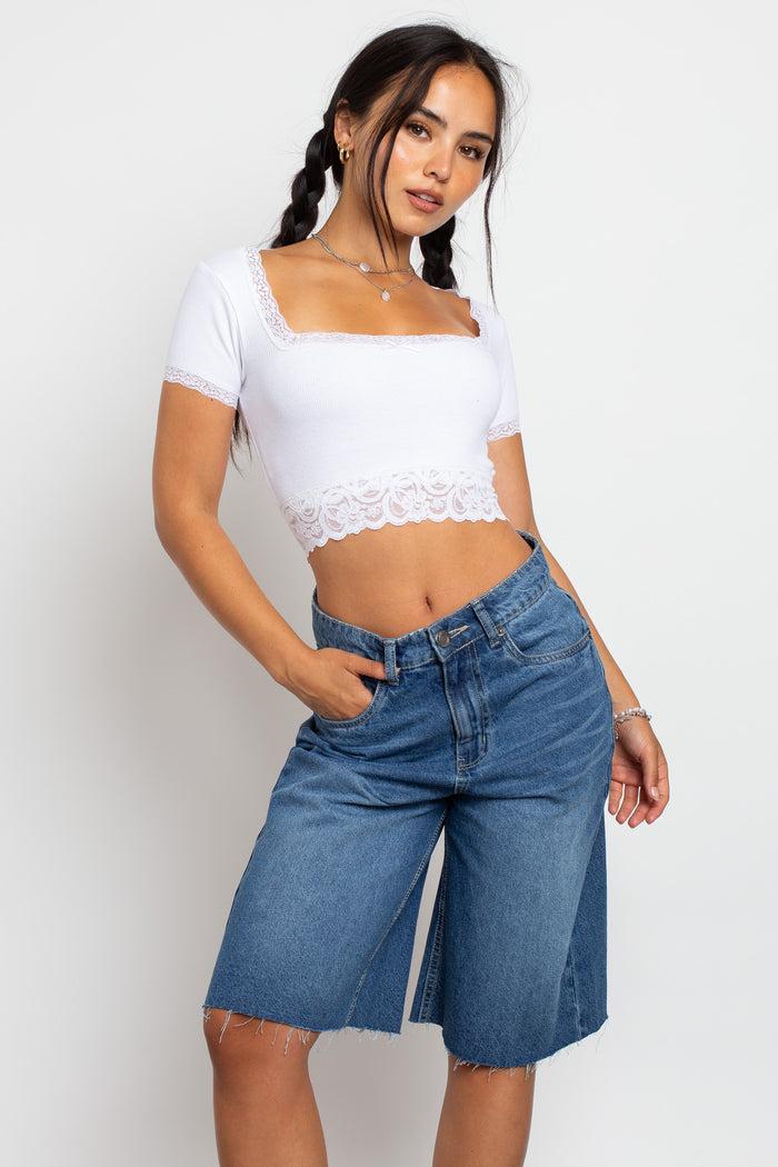 Daisy Street Daisy Street Square Neck Top With Lace Trim Detailing