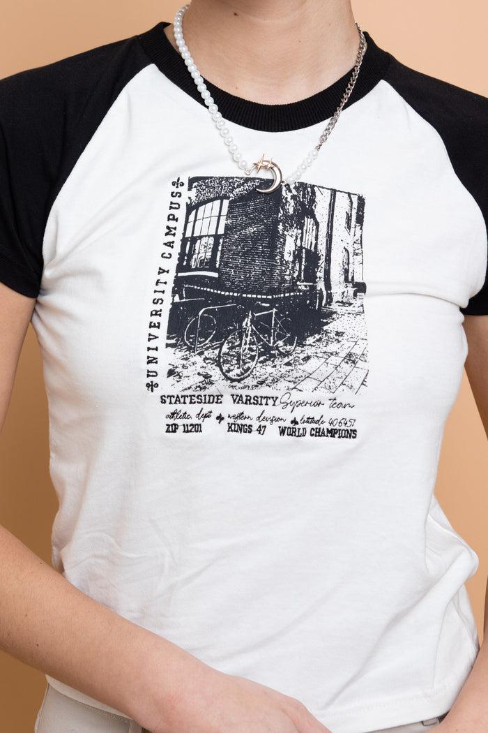 Daisy Street Daisy Street Stateside Varsity Raglan Baby Tee