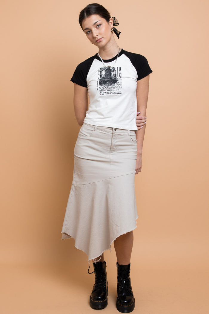 Daisy Street Daisy Street Stateside Varsity Raglan Baby Tee