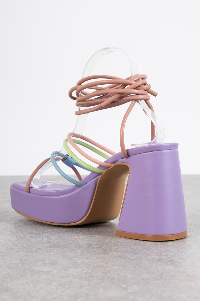 Daisy Street Daisy Street Strappy Platform Heeled Sandals In Pastel Multi
