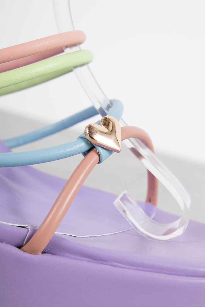 Daisy Street Daisy Street Strappy Platform Heeled Sandals In Pastel Multi