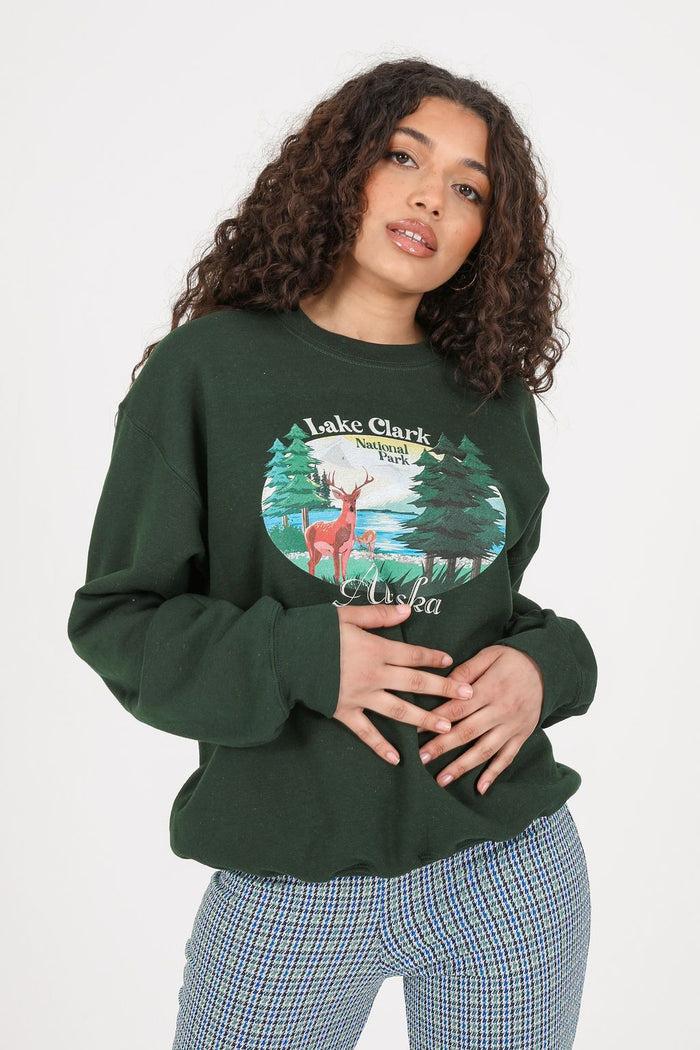 Daisy Street Daisy Street Sweater With Lake Clark Alaska Print