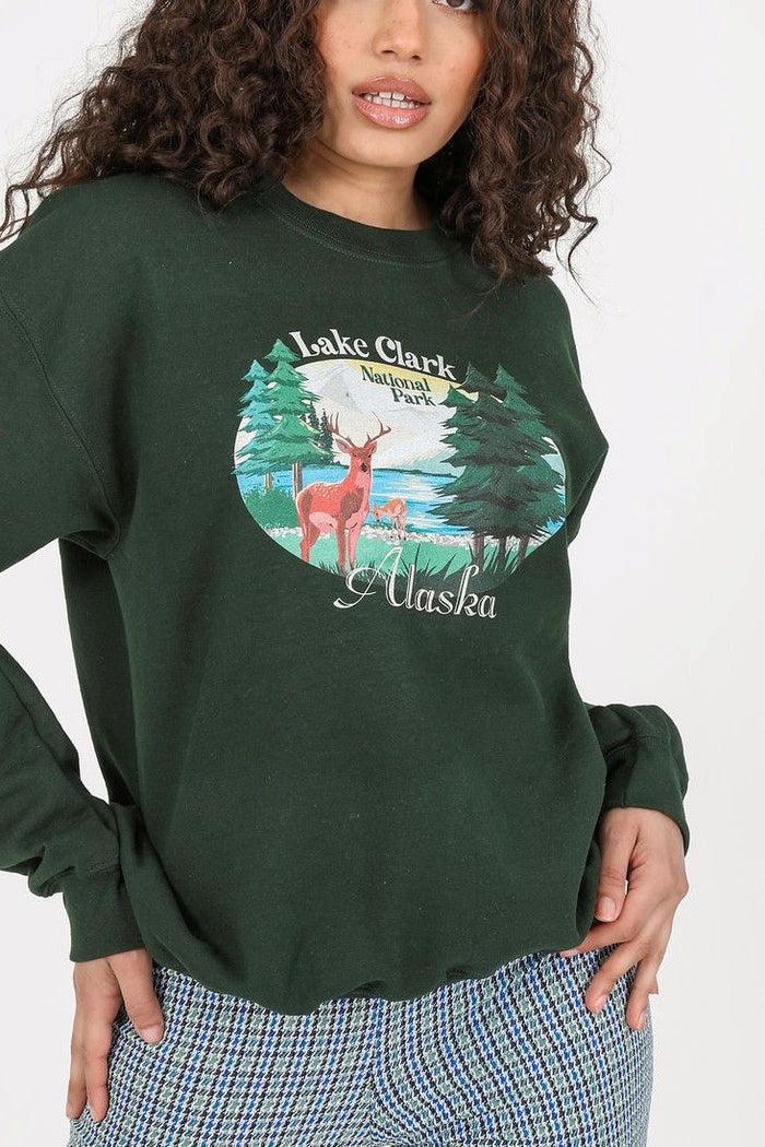 daisy street Daisy Street Sweater With Lake Clark Alaska Print