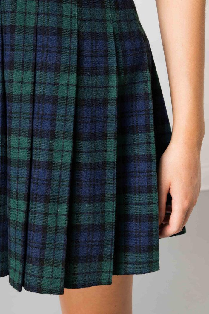 Daisy Street Daisy Street Tartan Pleated Mini Skirt In Green Navy Check