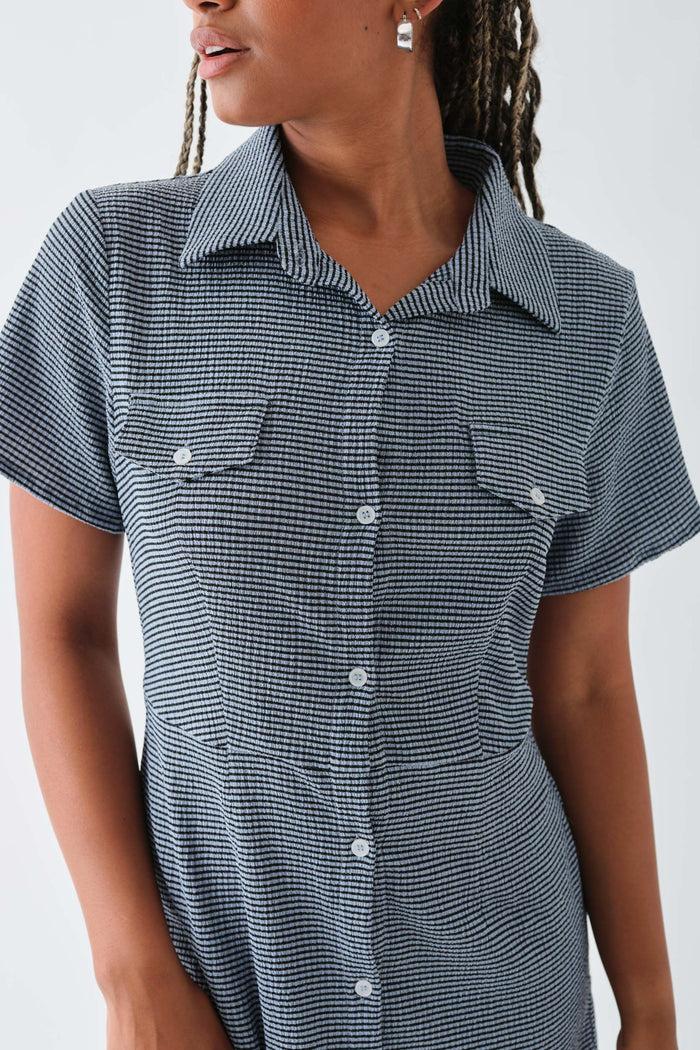 Daisy Street Daisy Street Textured Check Mini Shirt Dress