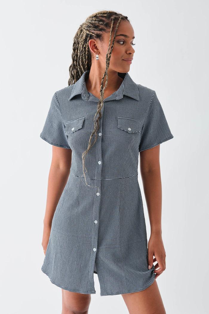 Daisy Street Daisy Street Textured Check Mini Shirt Dress