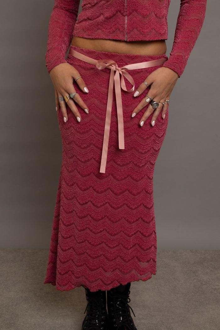 Daisy Street Daisy Street Textured Midaxi Skirt With Satin Tie Belt