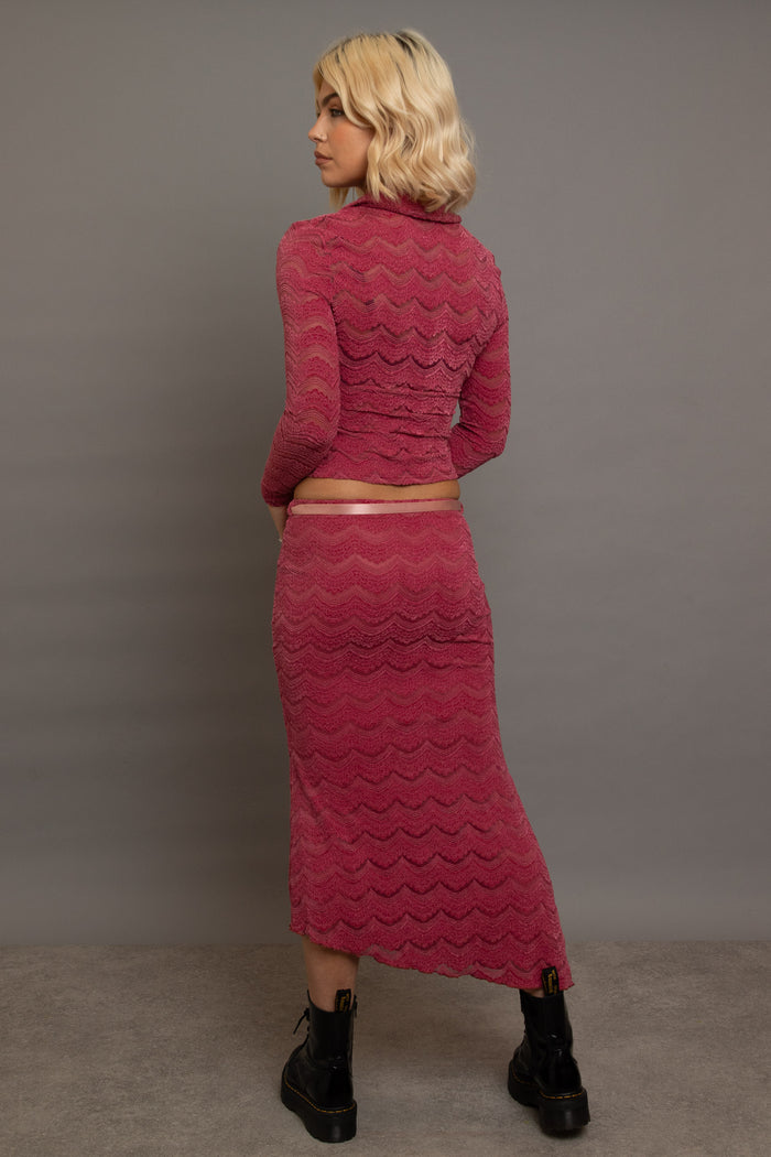 Daisy Street Daisy Street Textured Midaxi Skirt With Satin Tie Belt