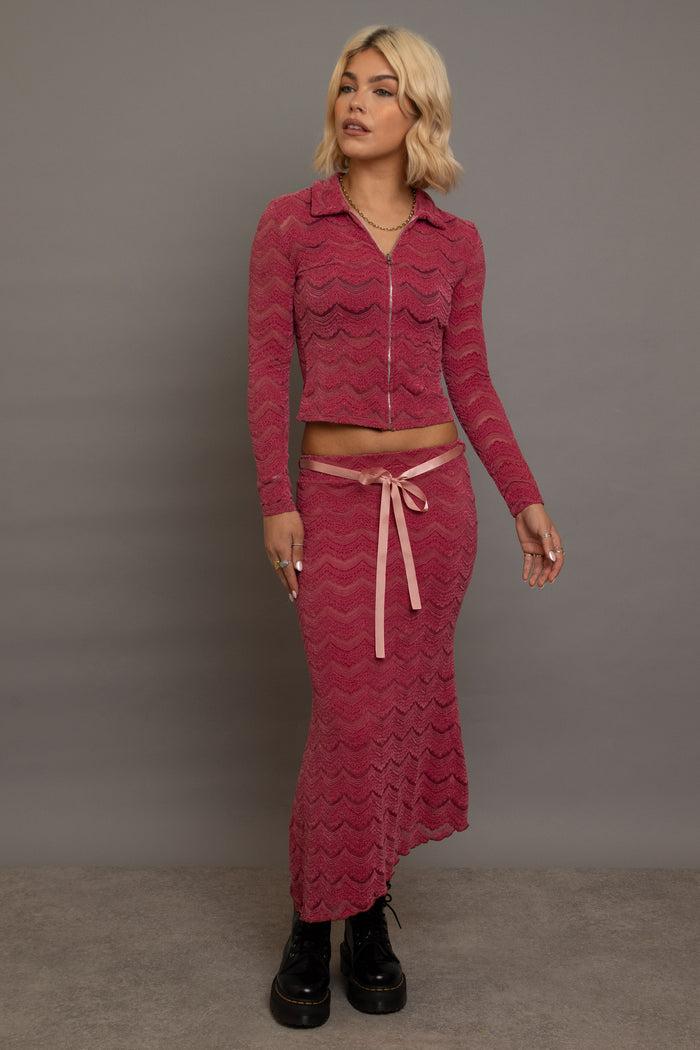 Daisy Street Daisy Street Textured Midaxi Skirt With Satin Tie Belt