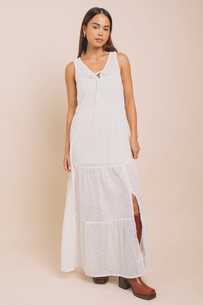 daisy street Daisy Street Tiered Maxi Dress With Split Front