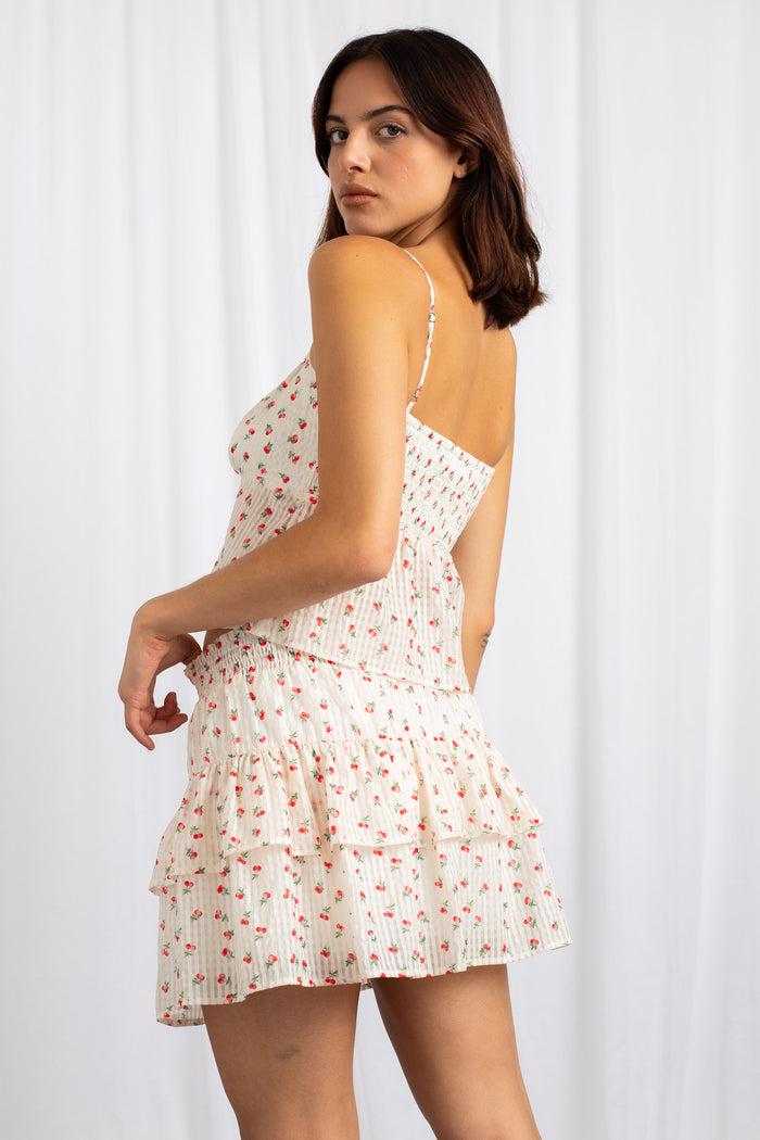 Daisy Street Daisy Street Tiered Mid Rise Mini Skirt With Shirred Waistband