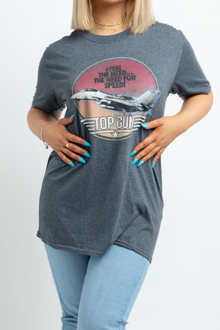 Daisy Street Daisy Street Top Gun Licensed T-Shirt In Grey