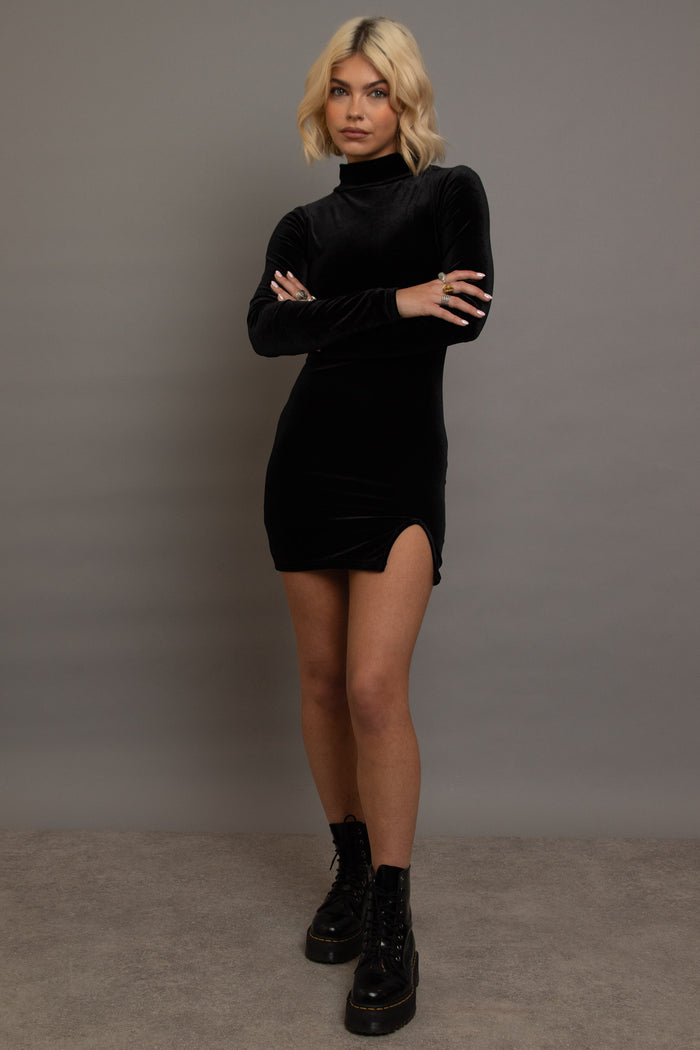 daisy street Daisy Street Velvet High Neck Mini Dress