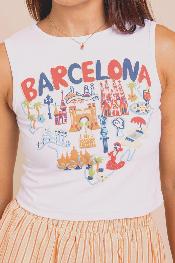 Daisy Street Daisy Street Vest Top With Barcelona Puff Print