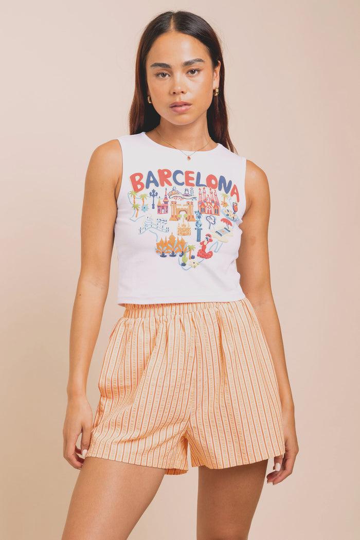 daisy street Daisy Street Vest Top With Barcelona Puff Print