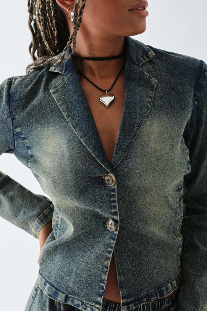 Daisy Street Daisy Street Washed Stretch Denim Blazer