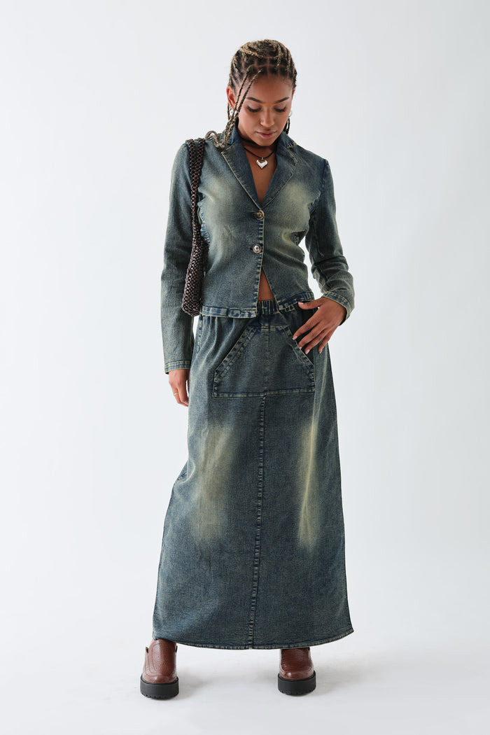 Daisy Street Daisy Street Washed Stretch Denim Blazer