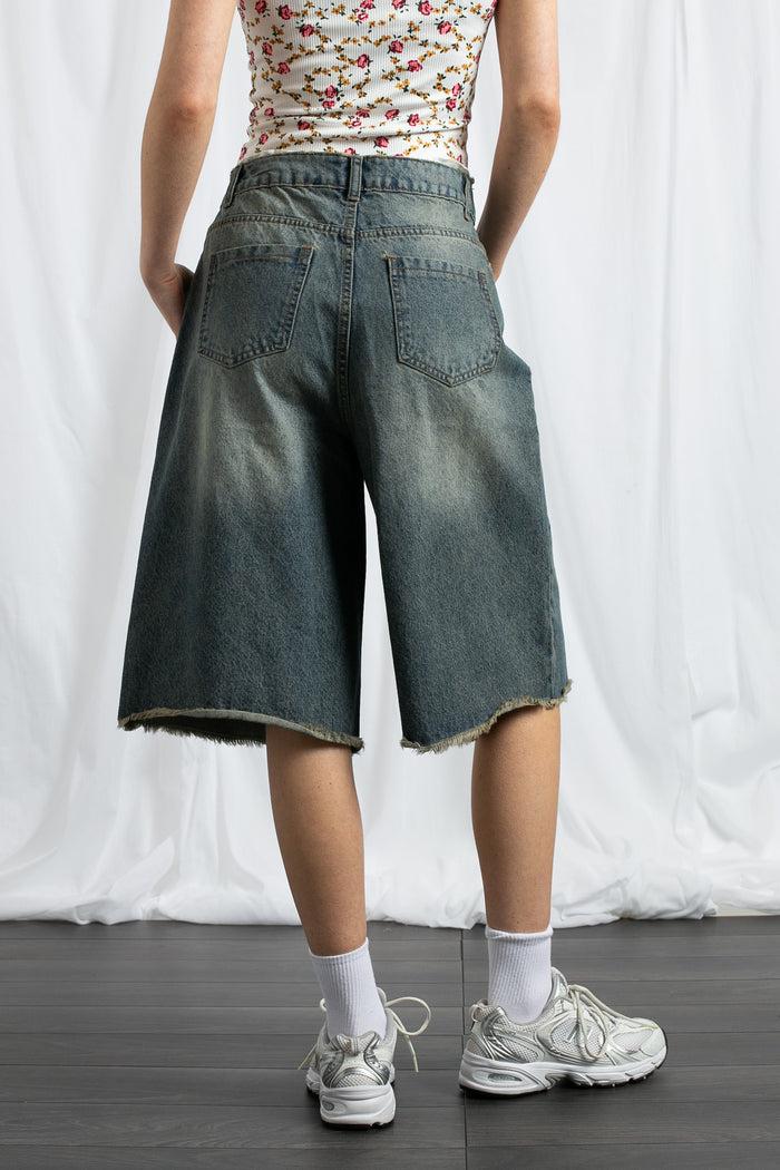Daisy Street Daisy Street Wide Leg Below The Knee Jorts With Raw Edge Hem