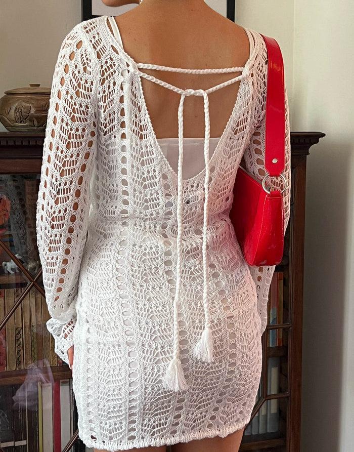 Daisy Street Daisy Street X Chloe Davie Open Knit Dress With Cut Out Back