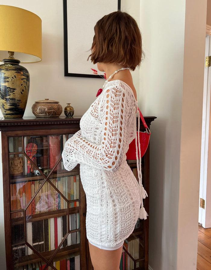 Daisy Street Daisy Street X Chloe Davie Open Knit Dress With Cut Out Back