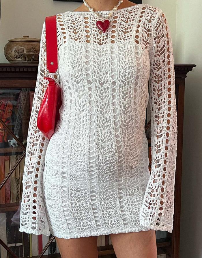 daisy street Daisy Street x Chloe Davie Open Knit Dress with Cut Out Back