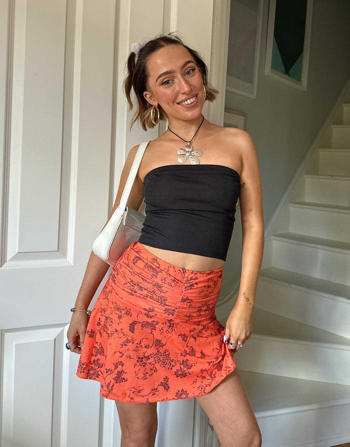 daisy street Daisy Street x Chloe Davie Paisley Printed Mini Skirt in Orange